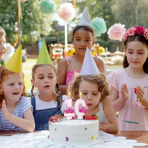 Pink Butterfly Birthday Decorations Candles, 3.3 Inch Birthday Candles for Cake Decorations, Cute Anniversary Celebration Supplies for Girls and Women，Butterfly Party Decorations Cake Topper(1) in Kuwait