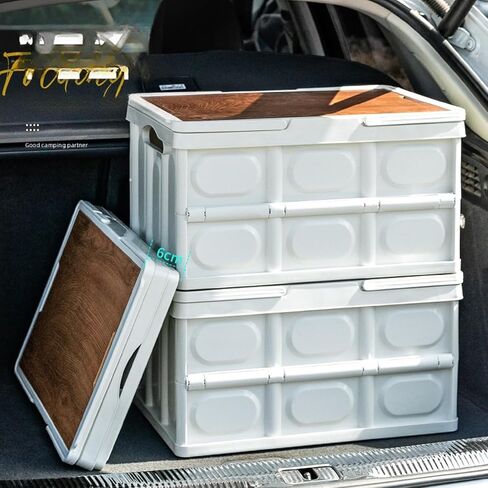 Collapsible SUV Trunk Organizer Plastic Durable Storage Box with Lid Outdoor Storage Organiser Box Secure Snap-on Lid Car Boot Organizer Hard Cargo for Camping Picnics,Green in Saudi Arabia