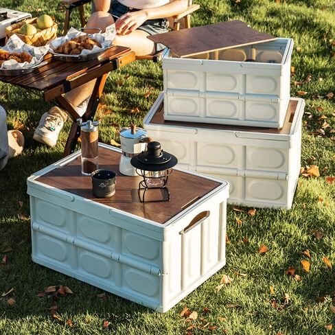 Collapsible SUV Trunk Organizer Plastic Durable Storage Box with Lid Outdoor Storage Organiser Box Secure Snap-on Lid Car Boot Organizer Hard Cargo for Camping Picnics,Green in Saudi Arabia