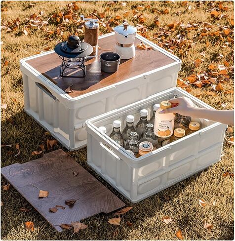 Collapsible SUV Trunk Organizer Plastic Durable Storage Box with Lid Outdoor Storage Organiser Box Secure Snap-on Lid Car Boot Organizer Hard Cargo for Camping Picnics,Green in Saudi Arabia