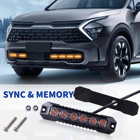 4PCS Amber Strobe Light, 6 LED Strobe Lights for Trucks Warning Flashing Beacon Hazard Strobe Light Mini Grill Emergency Lights for Vehicles Trucks Bus Car ATV UTV 12-24V (Amber) in Kuwait