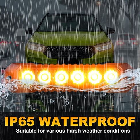 4PCS Amber Strobe Light, 6 LED Strobe Lights for Trucks Warning Flashing Beacon Hazard Strobe Light Mini Grill Emergency Lights for Vehicles Trucks Bus Car ATV UTV 12-24V (Amber) in Kuwait