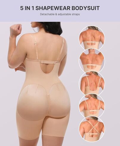 SHAPELLX Shapewear for Women Strapless Bodysuits Tummy Control Body Shaper Butt Lifting Shapewear with Removable Straps in Saudi Arabia