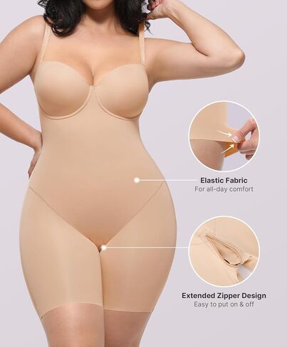 SHAPELLX Shapewear for Women Strapless Bodysuits Tummy Control Body Shaper Butt Lifting Shapewear with Removable Straps in Saudi Arabia