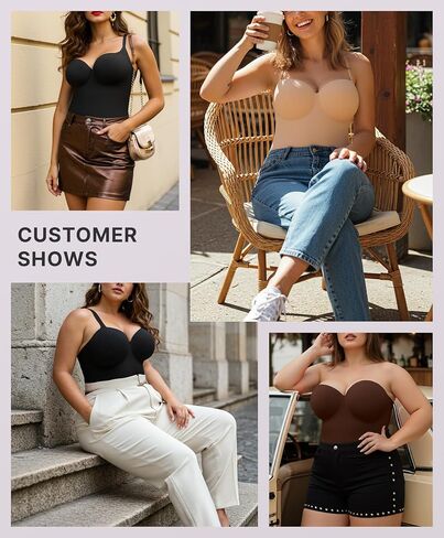 SHAPELLX Shapewear for Women Strapless Bodysuits Tummy Control Body Shaper Butt Lifting Shapewear with Removable Straps in Saudi Arabia