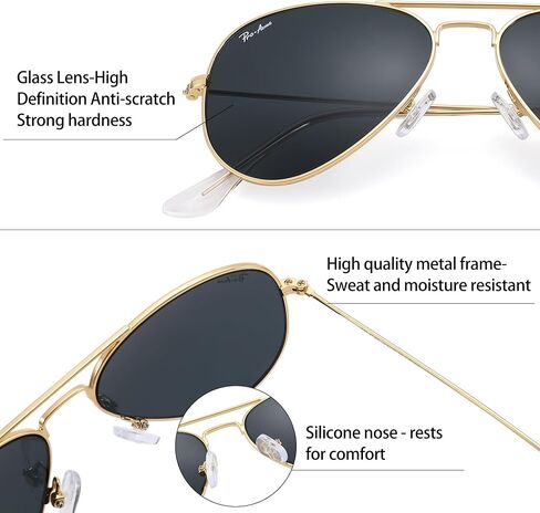 Pro Acme 55MM Glass Small Aviator Sunglasses, Classic Metal Frame UV400 Protection for Men Women in Saudi Arabia