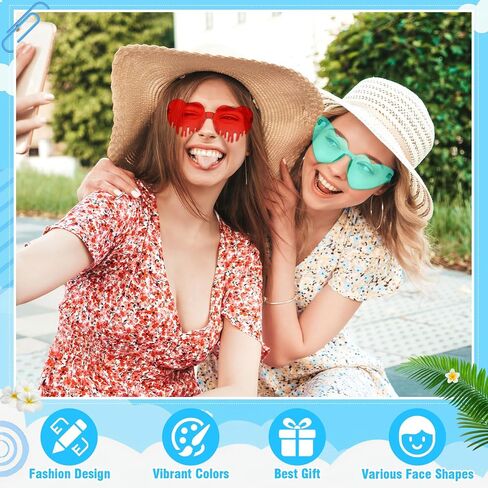 Pibupibu 12/24 Pack Mixed Rimless Colorful Party Sunglasses Bulk, Fun Party Glasses Photoshoot Prop Costume Eyewear in Saudi Arabia