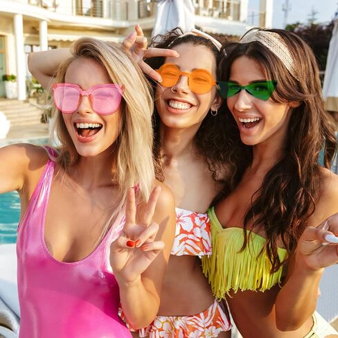 Pibupibu 12/24 Pack Mixed Rimless Colorful Party Sunglasses Bulk, Fun Party Glasses Photoshoot Prop Costume Eyewear in Saudi Arabia