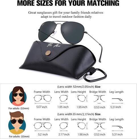 Pro Acme 55MM Glass Small Aviator Sunglasses, Classic Metal Frame UV400 Protection for Men Women in Saudi Arabia