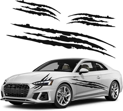 3pcs Car Monster Claw Stickers Vinyl Claw Marks Decals, 1 Full Set Car Hood Decal Scratch Stripe Auto Headlight Decal Marks Decor Accessories (Color : Black) in Saudi Arabia