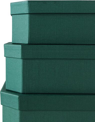 Soul & Lane Octagon Textured Decorative Boxes for Organizing, Set of 3 Nesting Cardboard Storage Containers for Gifts, Durable Memory Boxes for Keepsakes, Forest Green in Saudi Arabia