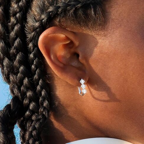Moissanite Hoop Earrings for Women Lab Created 0.6 Carat-1.8 Carat Diamond Huggie Earrings White Gold Plated D Color Round Cut 925 Sterling Silver Earring GRA Certified in Saudi Arabia