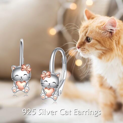 925 Sterling Silver Cat Bunny Sloth Cow Angel Axolotl Leverback أقراط لطيفة حيوان هدايا مجوهرات إسقاط للنساء in Kuwait