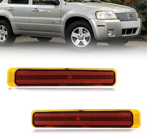 Front Bumper Reflector Compatible with Mercury Mariner 2005-2007, [DOT] [IP67 Waterproof] Front Bumper Reflector Cover [No Bulbs], 2 PCS, Amber Lens in Kuwait