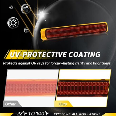 Front Bumper Reflector Compatible with Mercury Mariner 2005-2007, [DOT] [IP67 Waterproof] Front Bumper Reflector Cover [No Bulbs], 2 PCS, Amber Lens in Kuwait