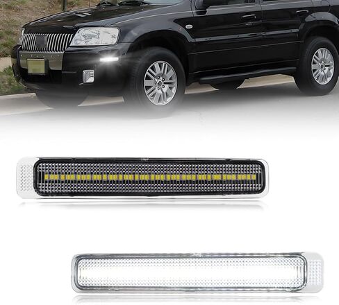 Front Bumper Reflector Compatible with Mercury Mariner 2005-2007, [DOT] [IP67 Waterproof] Front Bumper Reflector Cover [No Bulbs], 2 PCS, Amber Lens in Kuwait