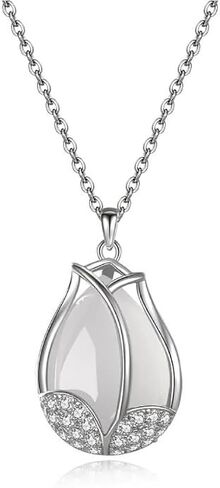 قلادة زنبق من الذهب الذهب 14 ، قلادة قلادة زهرة مويسانيت - عيد ميلاد مثالي وهدية عيد الأم للأمي ، الزوجة in Kuwait