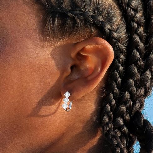 Moissanite Hoop Earrings for Women Lab Created 0.6 Carat-1.8 Carat Diamond Huggie Earrings White Gold Plated D Color Round Cut 925 Sterling Silver Earring GRA Certified in Saudi Arabia
