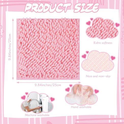 10'' Locker Rug Pink School Cute Locker Decor with Anti-Slip Backing Chenille Material Furry and Cute Style Locker Accessories in Kuwait