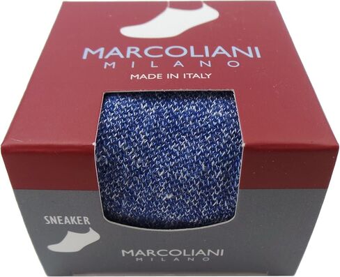 Marcoliani Milano Mens Invisible Touch No Show Pima Cotton Stripe Sneaker Socks, One Size Fits Most, White in Saudi Arabia