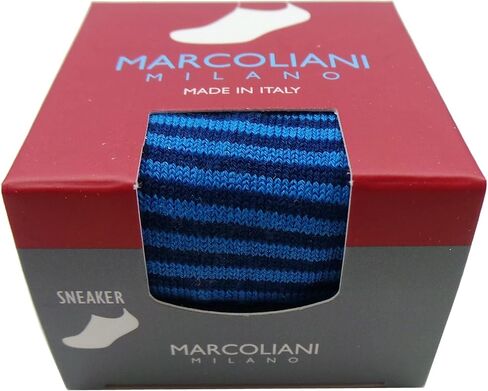 Marcoliani Milano Mens Invisible Touch No Show Pima Cotton Stripe Sneaker Socks, One Size Fits Most, White in Saudi Arabia