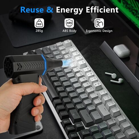 Compressed air Duster - 100000RPM Adjustable Electric Air Duster, Rechargeable 8000mAh Cordless for Dust Off/Cleaning Computer Electronics/Inflating Pool Toys, Replace Air Can/Pump in Saudi Arabia
