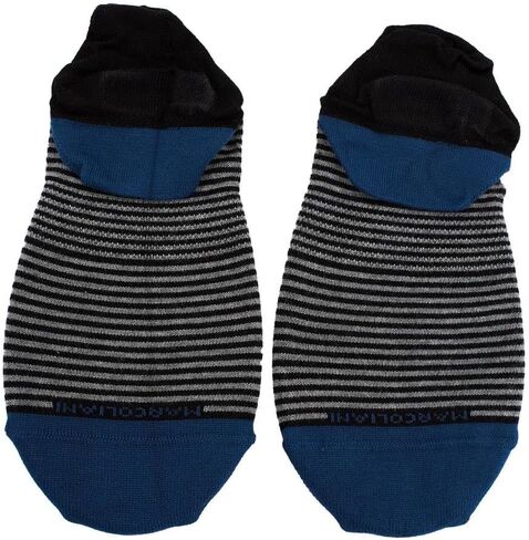 Marcoliani Milano Mens Invisible Touch No Show Pima Cotton Stripe Sneaker Socks, One Size Fits Most, White in Saudi Arabia