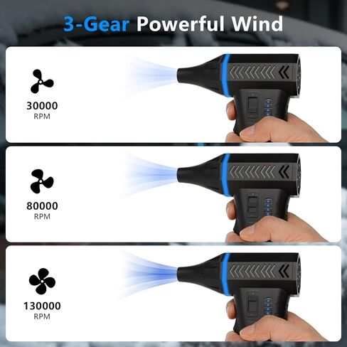 Compressed air Duster - 100000RPM Adjustable Electric Air Duster, Rechargeable 8000mAh Cordless for Dust Off/Cleaning Computer Electronics/Inflating Pool Toys, Replace Air Can/Pump in Saudi Arabia