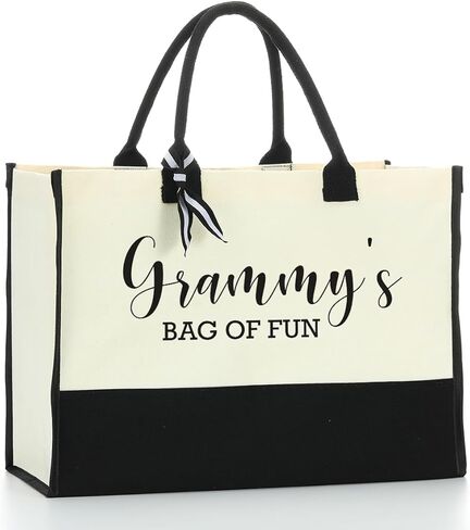Grandma Tote Bag for Women Personalized Beach Bag Waterproof Canvas Bag Inspirational Grandma Gifts for Women Grandma Nana Gigi Birthday Retirement Travel Camping, Important Grandma Stuff Snack Bag in Saudi Arabia