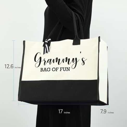 Grandma Tote Bag for Women Personalized Beach Bag Waterproof Canvas Bag Inspirational Grandma Gifts for Women Grandma Nana Gigi Birthday Retirement Travel Camping, Important Grandma Stuff Snack Bag in Saudi Arabia