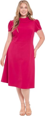 London Times Women's Elegant A-line Short Sleeve High Collar Fitted Waist Knee-Length-Versatile Cocktail Dress in Saudi Arabia