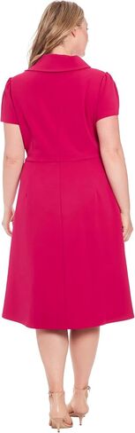 London Times Women's Elegant A-line Short Sleeve High Collar Fitted Waist Knee-Length-Versatile Cocktail Dress in Saudi Arabia