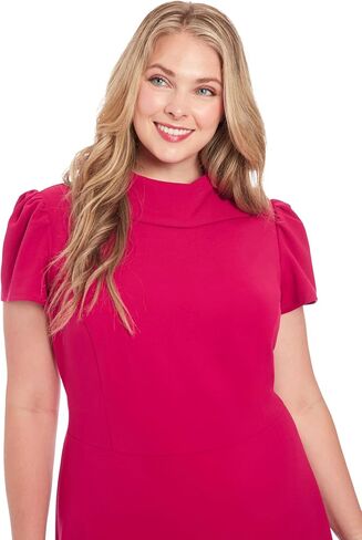 London Times Women's Elegant A-line Short Sleeve High Collar Fitted Waist Knee-Length-Versatile Cocktail Dress in Saudi Arabia