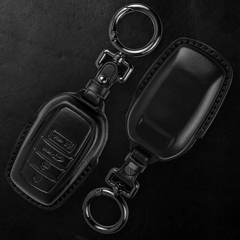 Tukellen for Toyota Key Fob Cover Leather,with Keychain compatible with 2019-2024 Land Cruiser,2021-2024 Venza, Grand Highlander Hilux,Fortuner,2022-2024 Tundra,Corolla Cross,Prius 4 Buttons-Black in Saudi Arabia
