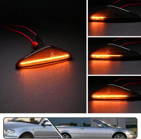 2Pcs Dynamic Blink Amber LED Side Marker Light For BMW 3 Series E46 Coupe Convertible LCI 323Ci 325Ci 328Ci 330Ci 2004-2006 Fender Turn Signal lights Smoked Lens in Kuwait