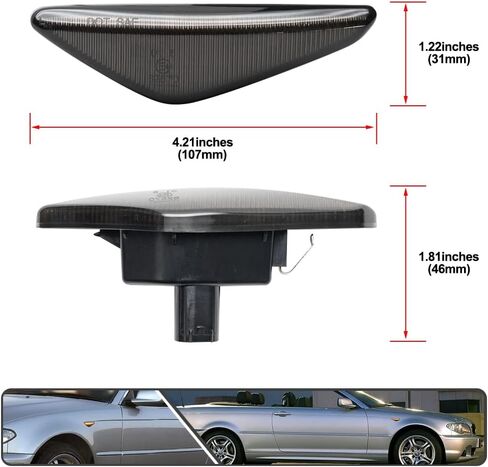 2Pcs Dynamic Blink Amber LED Side Marker Light For BMW 3 Series E46 Coupe Convertible LCI 323Ci 325Ci 328Ci 330Ci 2004-2006 Fender Turn Signal lights Smoked Lens in Kuwait
