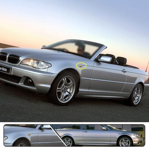 2Pcs Dynamic Blink Amber LED Side Marker Light For BMW 3 Series E46 Coupe Convertible LCI 323Ci 325Ci 328Ci 330Ci 2004-2006 Fender Turn Signal lights Smoked Lens in Kuwait