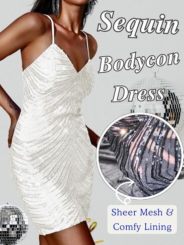 Kaei&Shi Sequin Mini Dress,V Neck Spaghetti Strap Sparkly Prom Dresses for Women,Sexy Birthday Outfit HOCO Cocktail Nye Party in Saudi Arabia