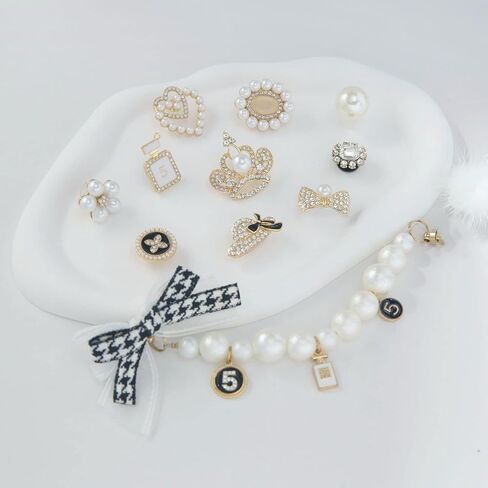 meexzoom 12Pcs Bling Shoes Charms For Girls and Women, Designer Charms, Jewels Shoe Decoration Accessories (Gold) in Kuwait