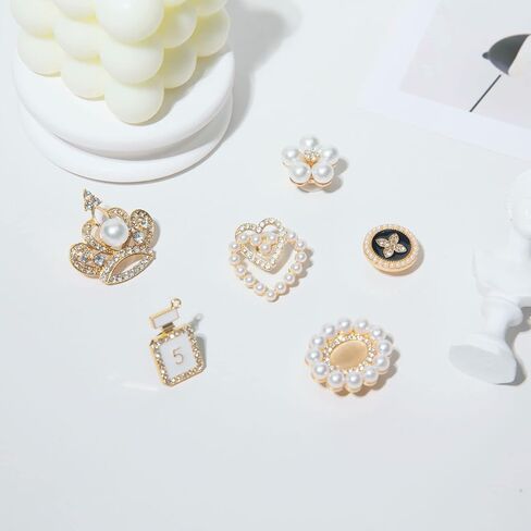 meexzoom 12Pcs Bling Shoes Charms For Girls and Women, Designer Charms, Jewels Shoe Decoration Accessories (Gold) in Kuwait