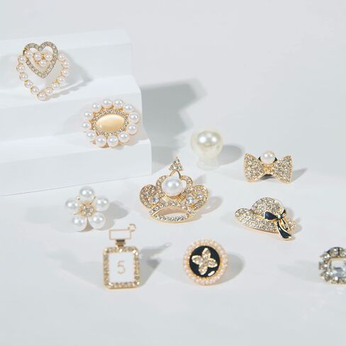 meexzoom 12Pcs Bling Shoes Charms For Girls and Women, Designer Charms, Jewels Shoe Decoration Accessories (Gold) in Kuwait