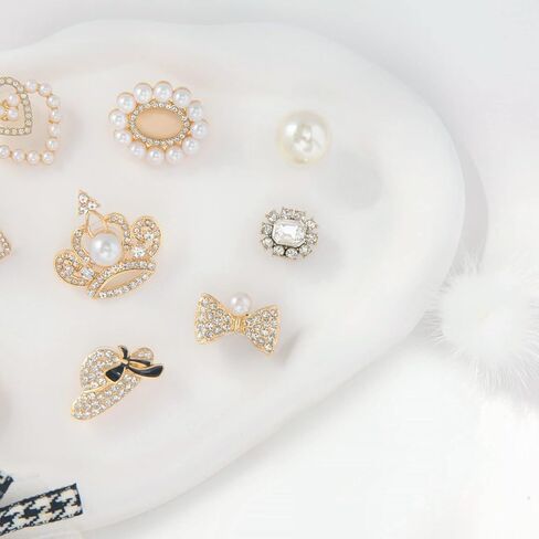 meexzoom 12Pcs Bling Shoes Charms For Girls and Women, Designer Charms, Jewels Shoe Decoration Accessories (Gold) in Kuwait