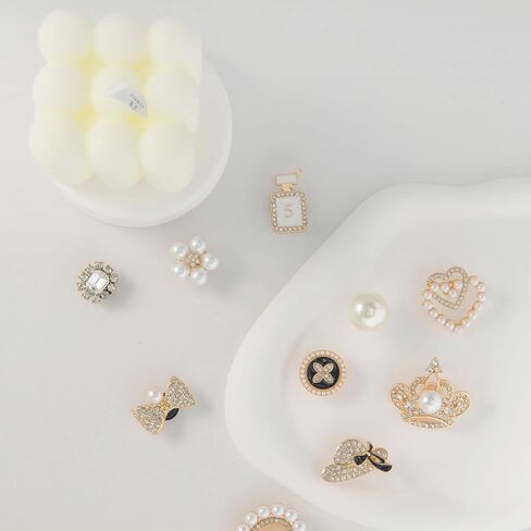 meexzoom 12Pcs Bling Shoes Charms For Girls and Women, Designer Charms, Jewels Shoe Decoration Accessories (Gold) in Kuwait