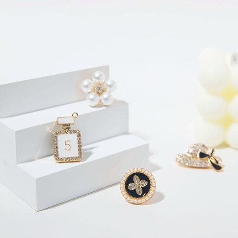 meexzoom 12Pcs Bling Shoes Charms For Girls and Women, Designer Charms, Jewels Shoe Decoration Accessories (Gold) in Kuwait