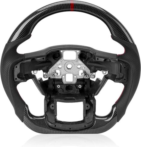 Steering Wheel, 3K Carbon Fiber D-shaped Flat-bottom Perforated Nappa Leather Grip Compatible with Ford F-150 Raptor 2015-2020 in Saudi Arabia