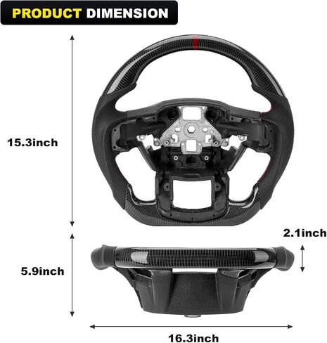 Steering Wheel, 3K Carbon Fiber D-shaped Flat-bottom Perforated Nappa Leather Grip Compatible with Ford F-150 Raptor 2015-2020 in Saudi Arabia