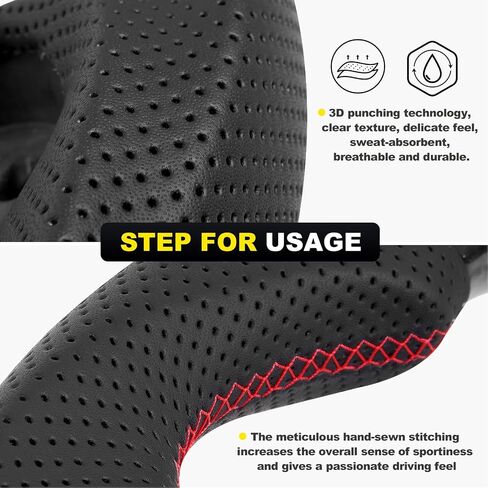 Steering Wheel, 3K Carbon Fiber D-shaped Flat-bottom Perforated Nappa Leather Grip Compatible with Ford F-150 Raptor 2015-2020 in Saudi Arabia