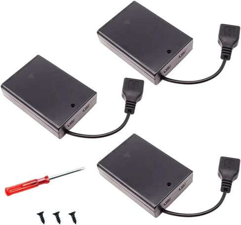 3 Pack USB Female Socket 4AA Battery Box Black with ON-Off Switch,USB Battery Holder Output 6V Battery Case Box Holder with USB Connector in Kuwait