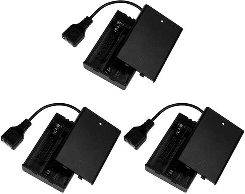 3 Pack USB Female Socket 4AA Battery Box Black with ON-Off Switch,USB Battery Holder Output 6V Battery Case Box Holder with USB Connector in Kuwait