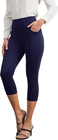 Heipeiwa Women's Capri Pants Dress High Percy Pull On Comfort Stretch Slim Business Work Capris in Kuwait